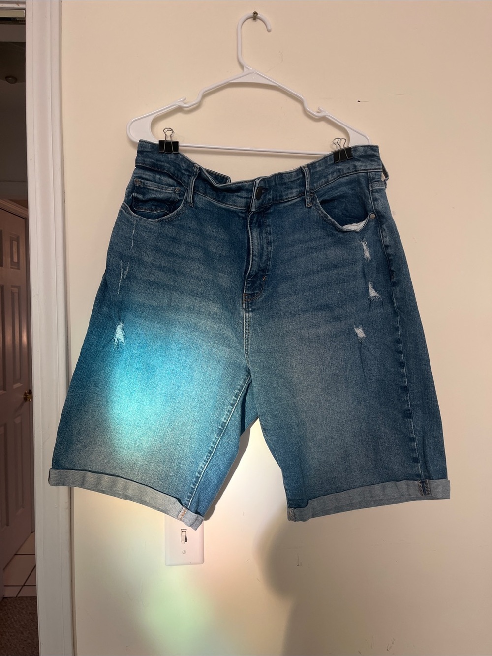 a.n.a Mid Blue Denim Bermuda Shorts